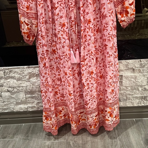 NWT R Vivimos pink floral long sleeve midi dress size 2 - Picture 9 of 15